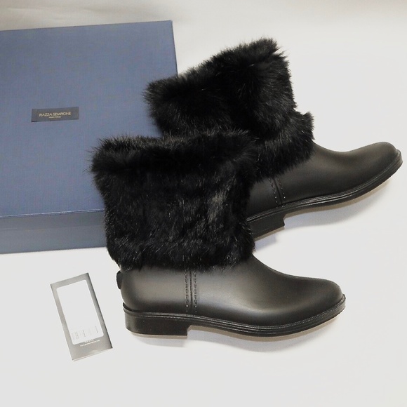 Piazza Sempione Fur Chelsea Rain Boots in Black Size 37